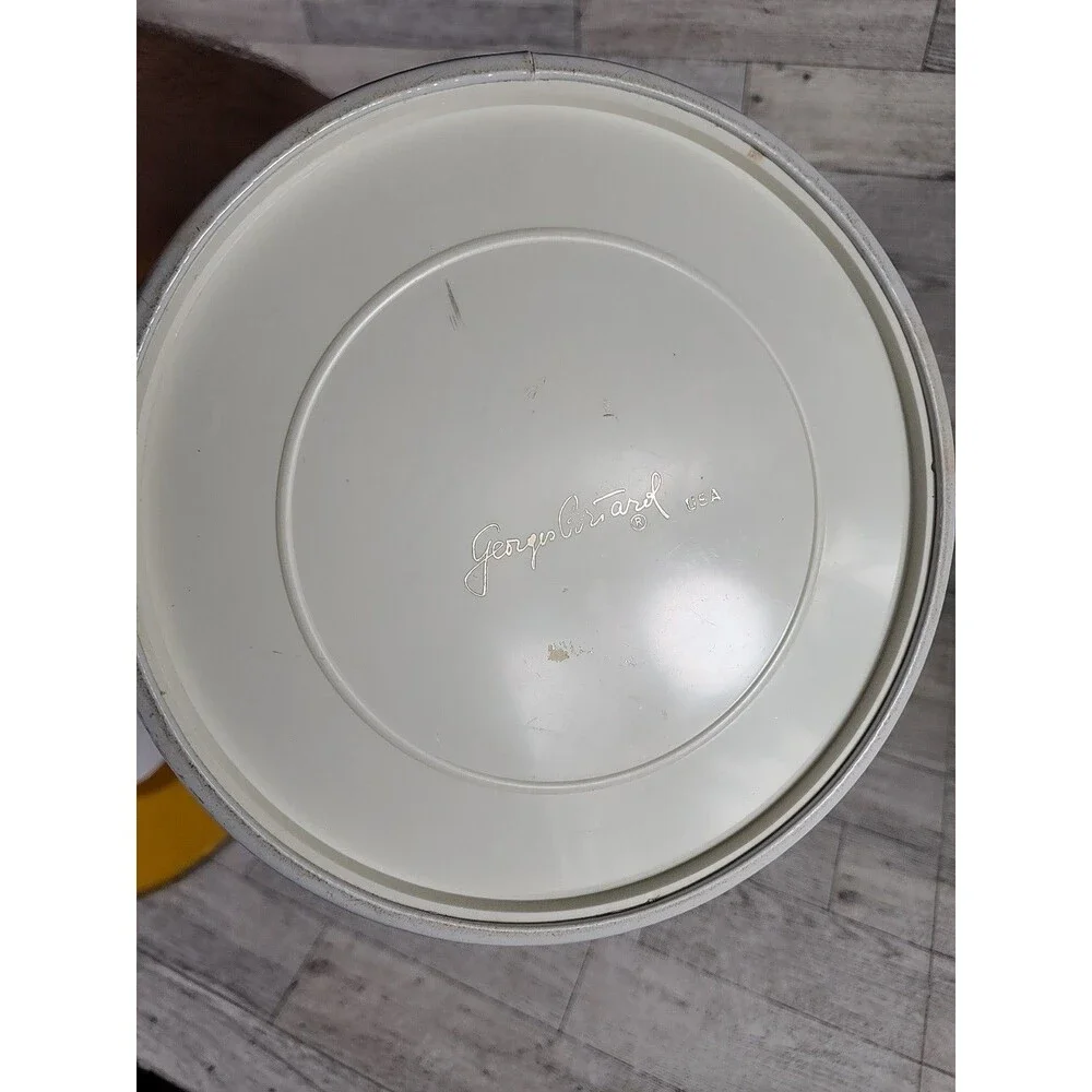 Vintage MCM Georges Briard Ice Bucket Yellow Orange w/ Lid 9